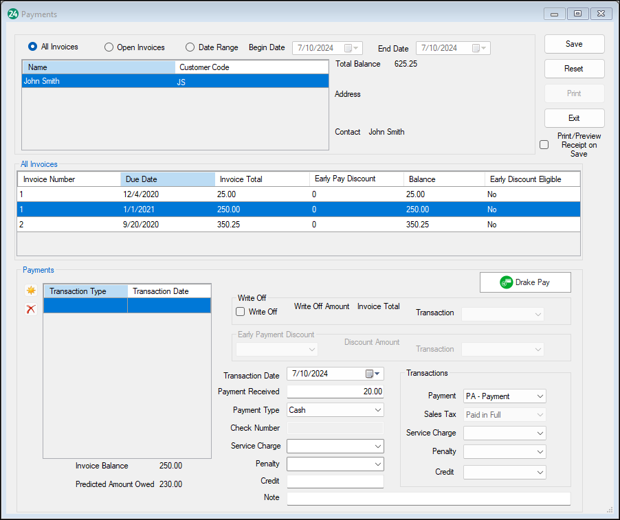 Payments screens